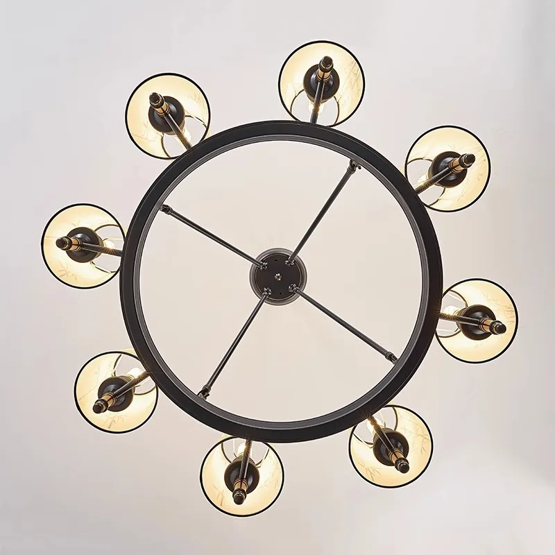 الثريا مصباح غرفة المعيشة ورقة الخيزران زن غطاء قماش صيني جديد فن بسيط قاعة المد الصينية المصباح الرئيسي #2