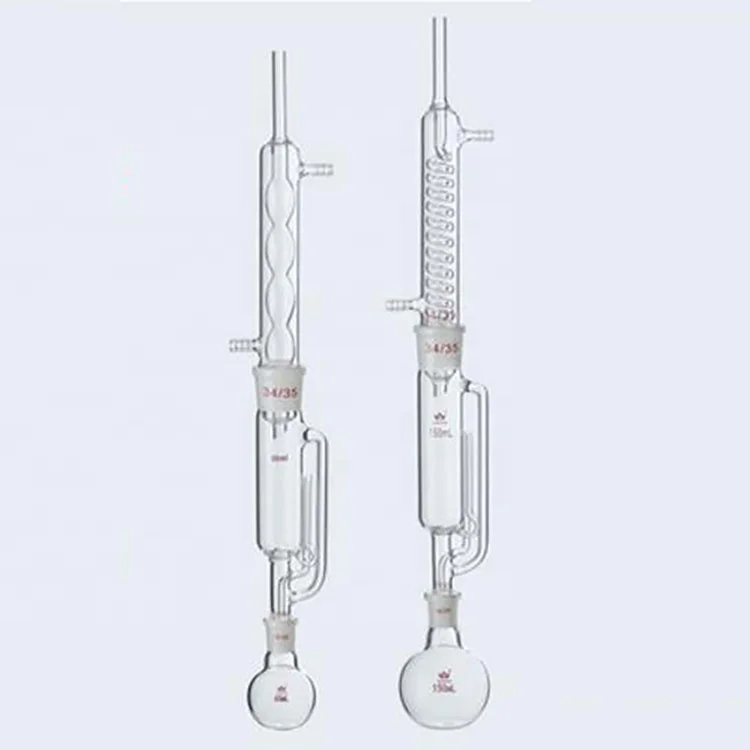 Lab glassware soxhlet extraction apparatus with coil condenser