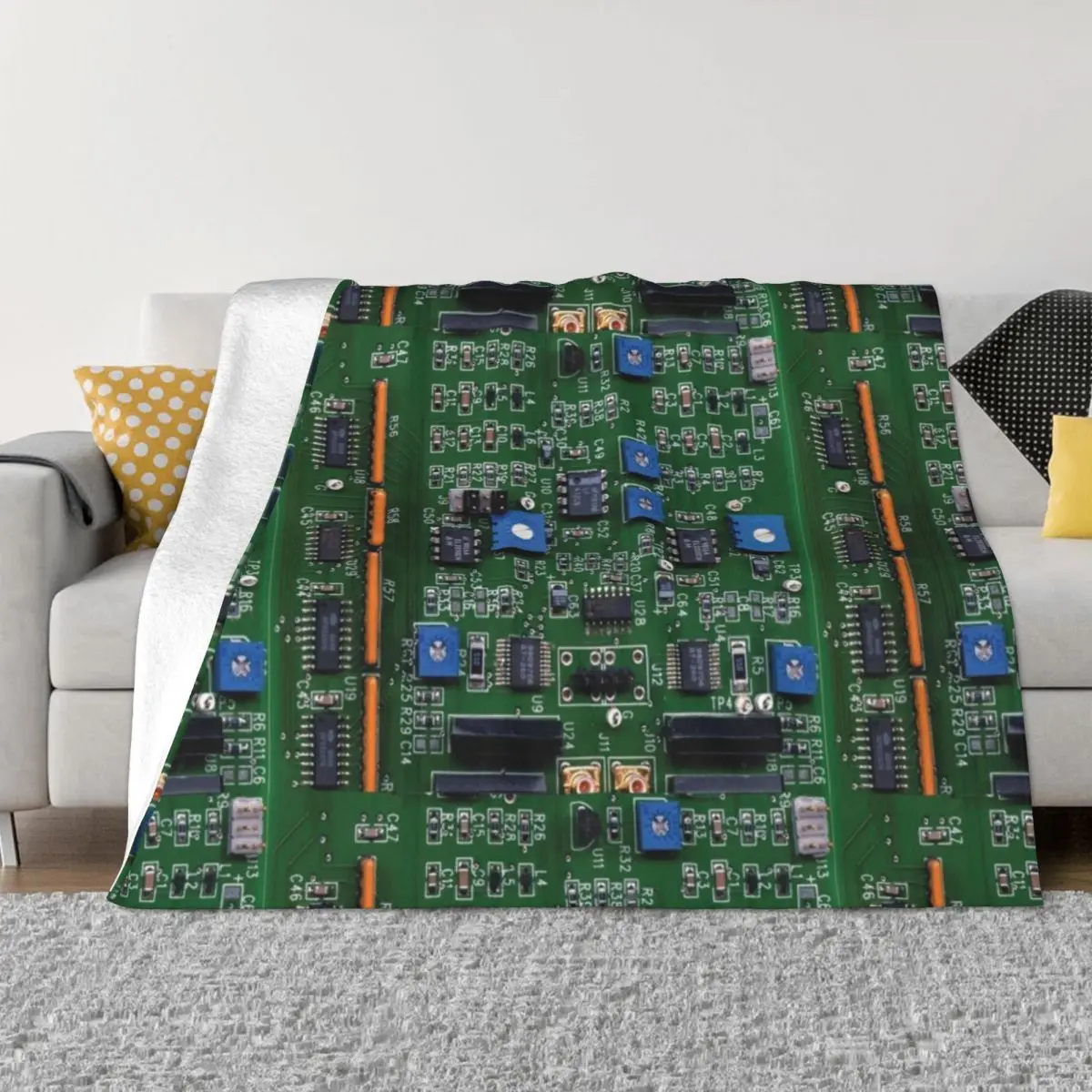 

Electronic circuit board with chips Throw Blanket For Sofa Thin Designers Hair Flannel Fabric Blankets