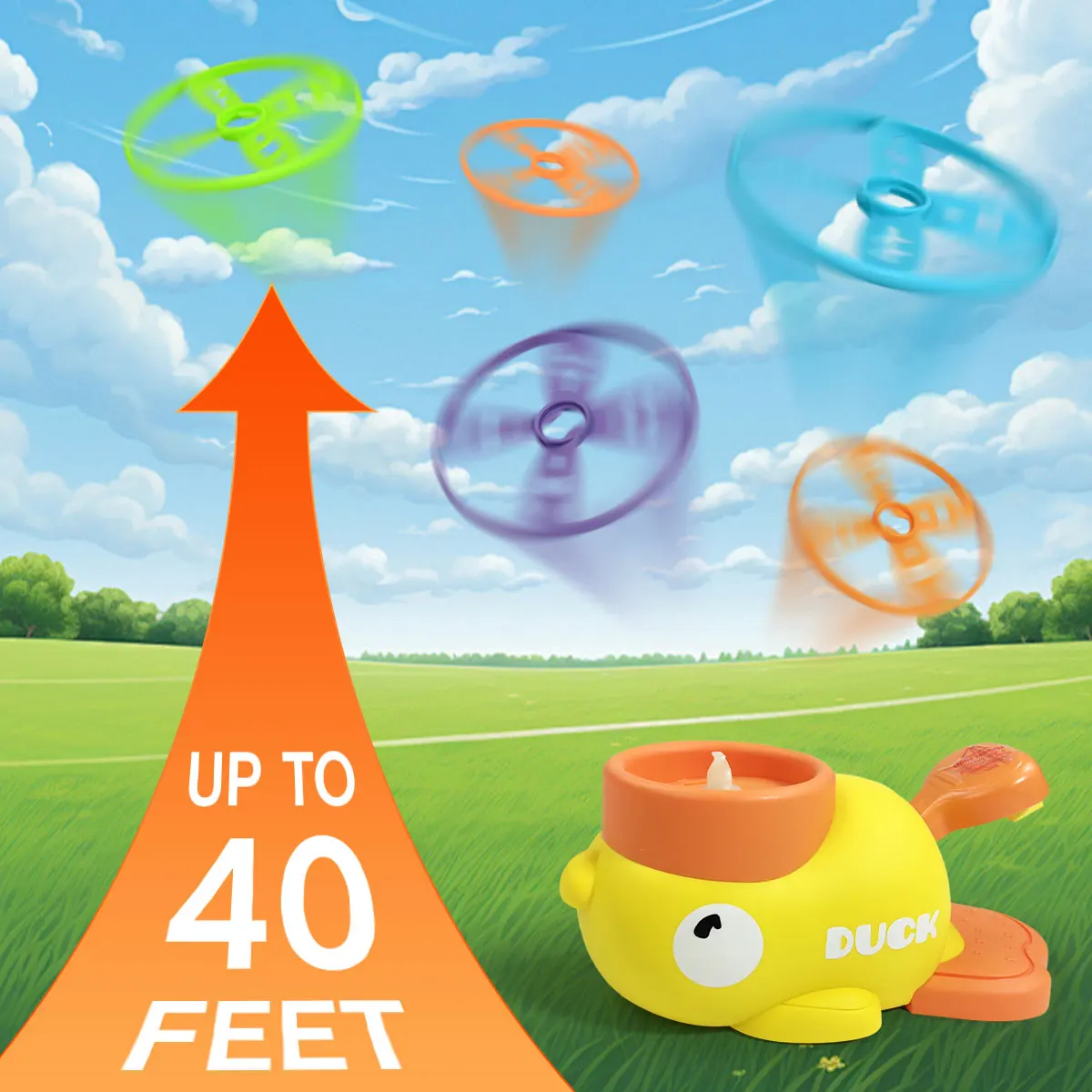 Flying Disc Launcher Kids Toys Set For Ages 3+ | Indoor/Outdoor Throw & Catch Game With 8 Discs | Sports Toys For Hand-Eye