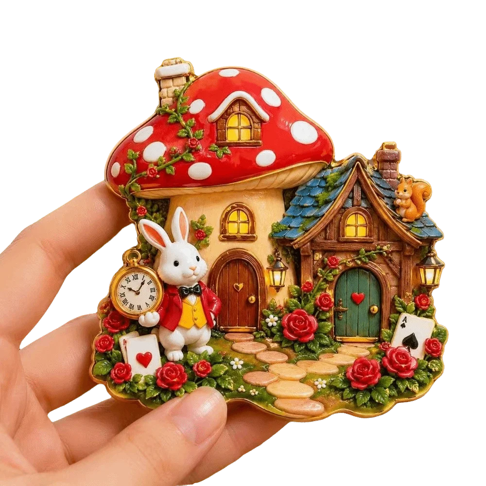 Resin 3D Embossed Refrigerator Sticker Cat Themed House Themed Home Decoration Magnets Shop Shape Ornaments