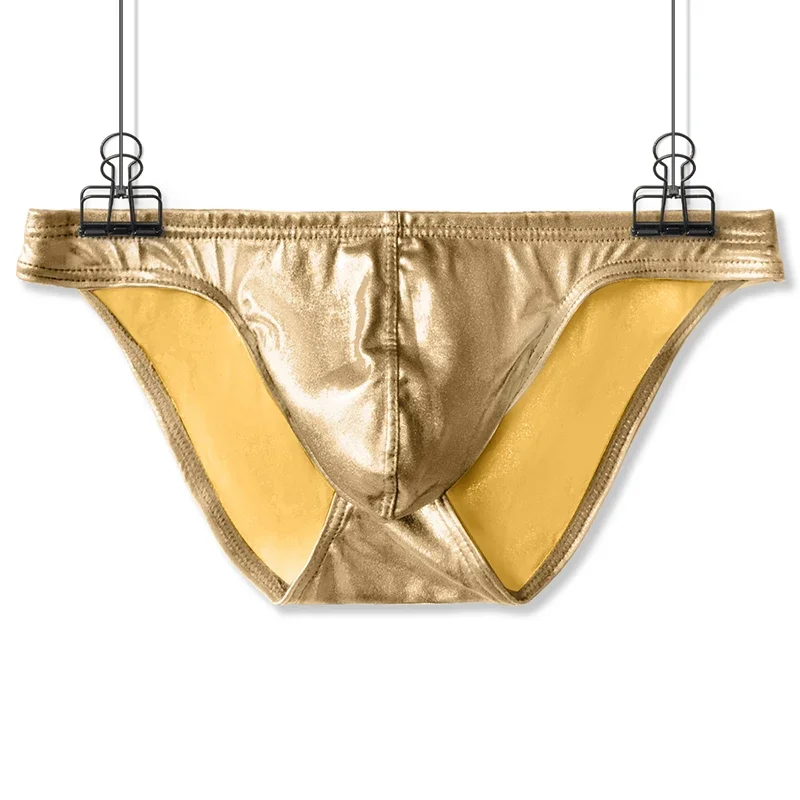 

Men's Fashion Imitation Leather Briefs Low Waist with U Convex Pouch Sexy Underwear Lingerie 3PCS/2PCS/1PC