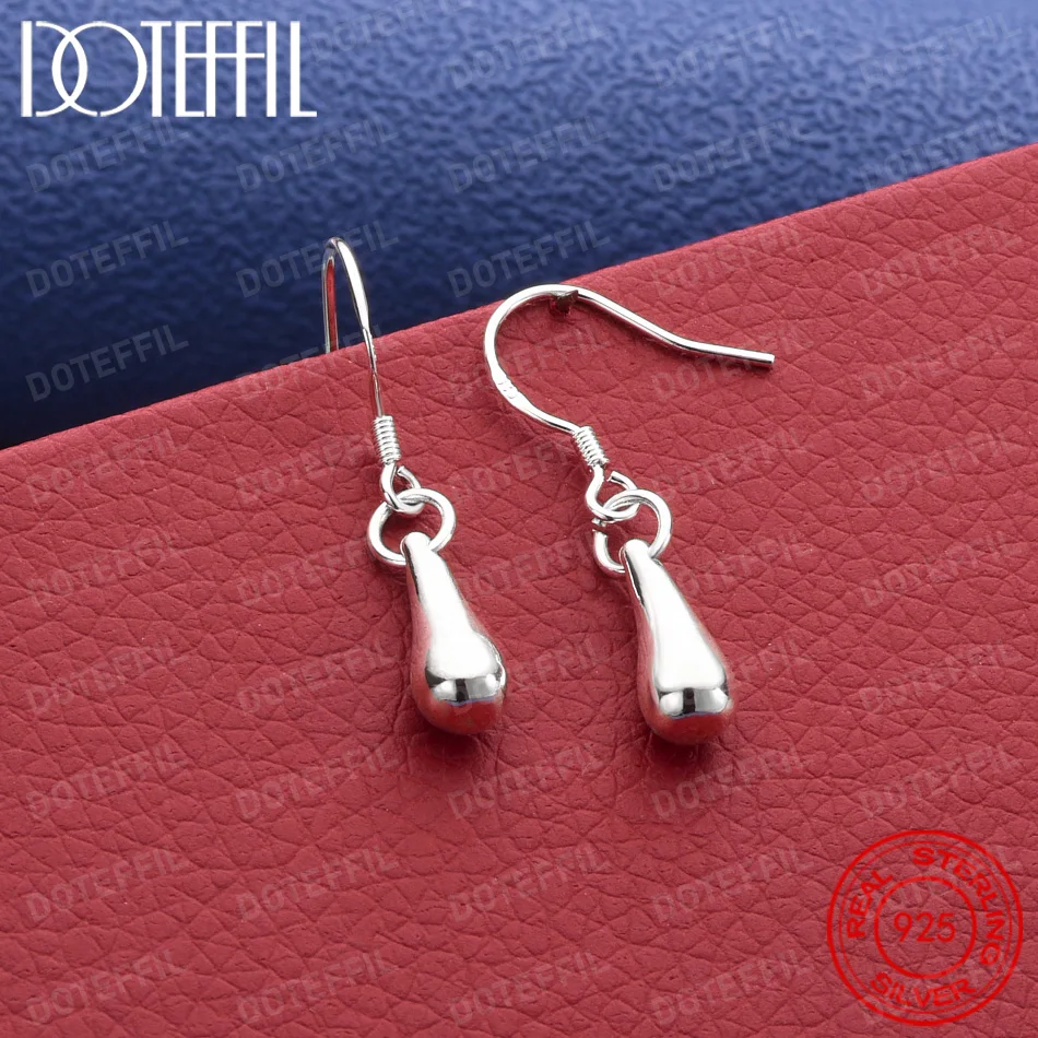 925 Sterling Silver Delicate Glossy Teardrop Earrings for Women, Fashionable Wedding Party Gift Jewelry Accessories