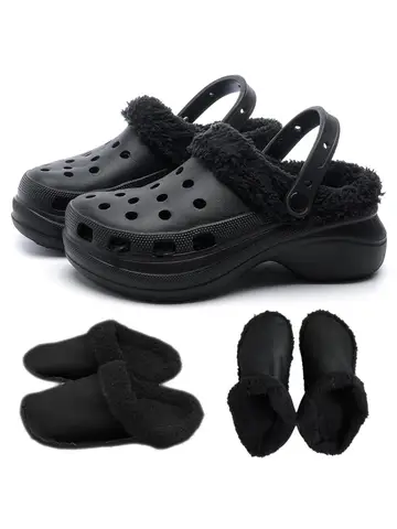 1pair Hole Shoes Velvet Liner Winter Warm Shoes Covers Thickened Soft Shoes Cover Detachable Cotton Sleeve Plush Inner Liner