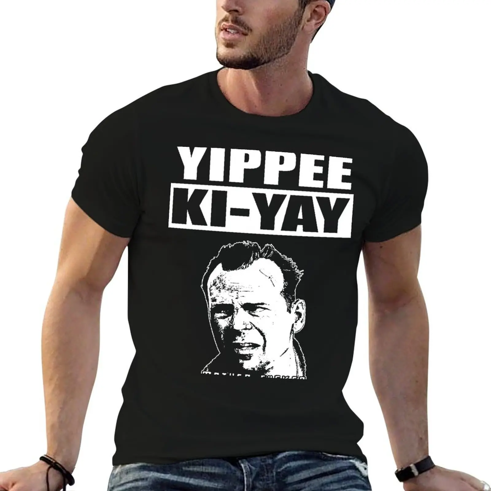 Bruce Willis Yippee Ki-Yay T-Shirt Basic Solid Color Short Sleeve T-Shirt