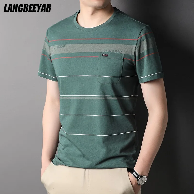 

High End New Summer Brand Designer Striped Tops Urban Mens t Shirt Vip Classic Short Sleeve Casual Fashion Mens Clothing 2025