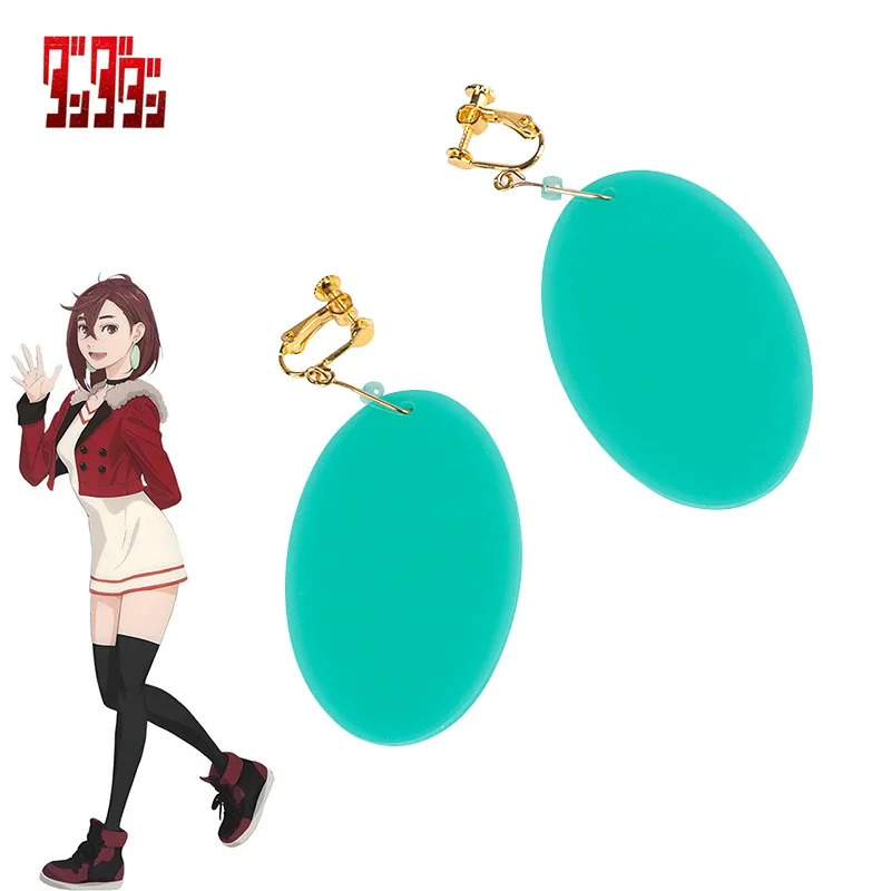 DAN DA DAN Momo Ayase Anime Cosplay Earring Green Earstuds Earclips Earwear Eardrop Women Jewelry Accessories Prop