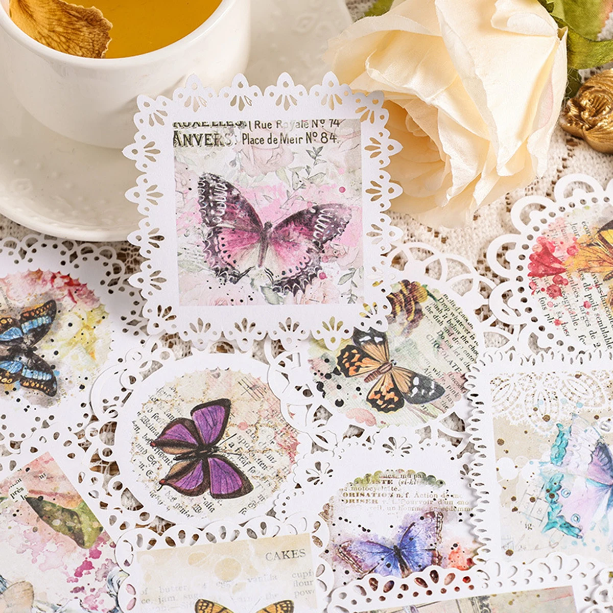 20枚入り、接着剤不要のヴィンテージ風花柄ペーパーセット - - Scrapbooking のレビューと価格