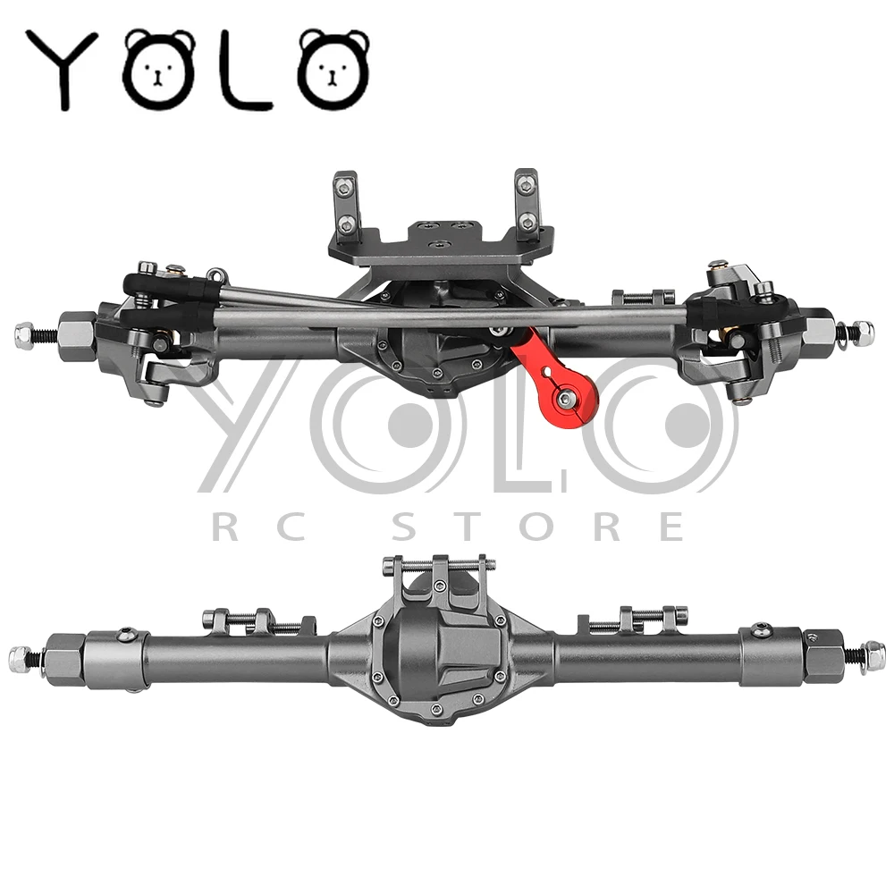 

Front and Rear Axle Shafts Rock Crawler Integrated Aluminum Axle with Servo Steering Rod for 1/10 RC Axial SCX10 II