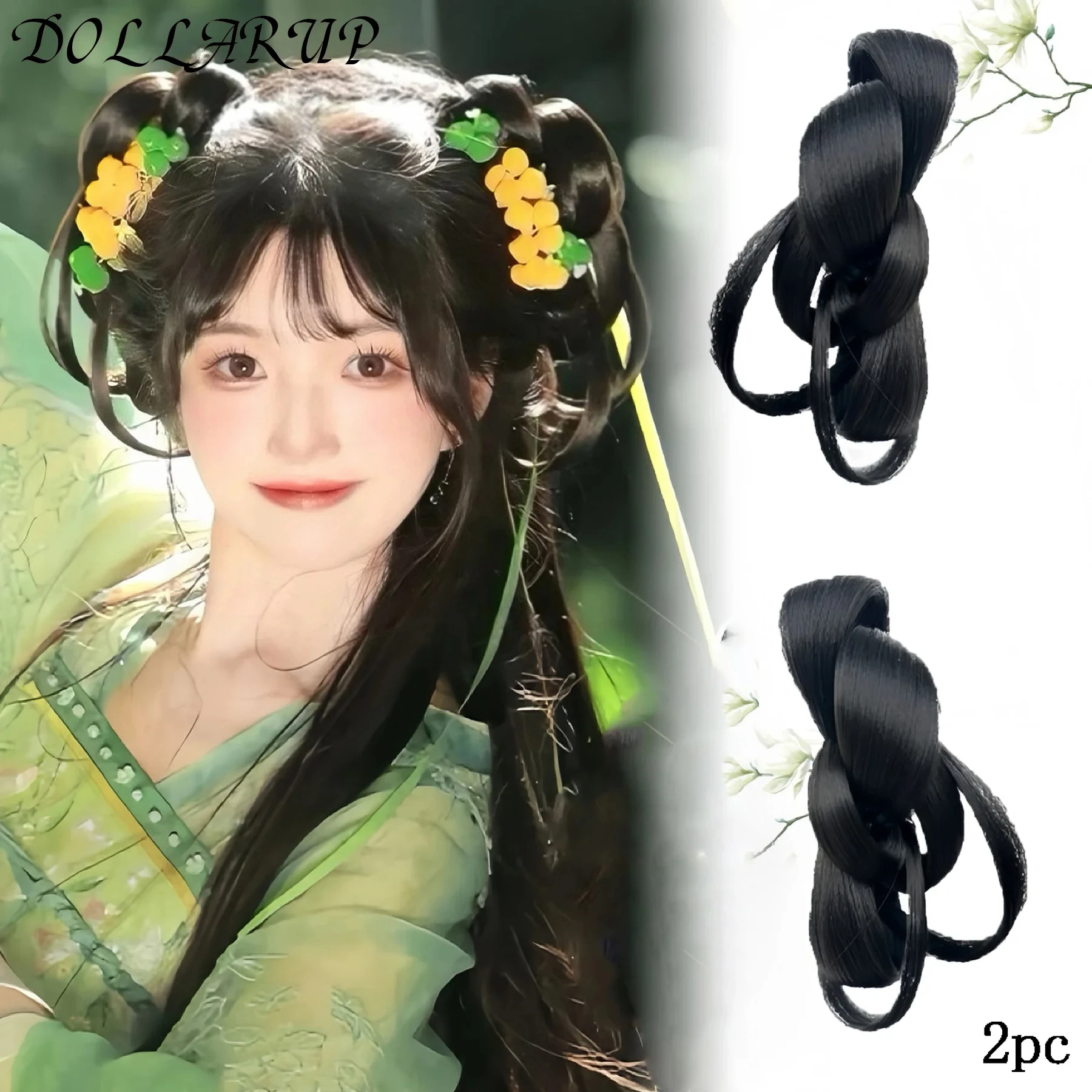 JKL Synthetic Chinese Traditional Retro Black Hair Chignon Fake Hanfu Hair Bun Pad High Ancient Princess TV Cosplay Wig