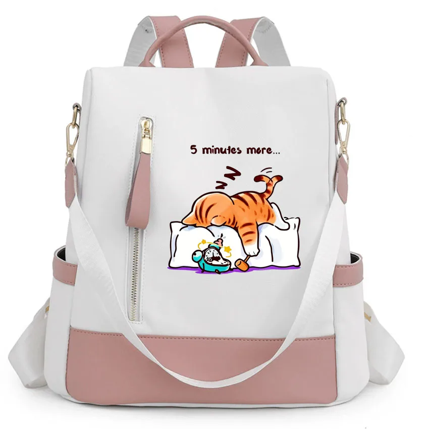 

The Cat That Always Wants To Sleep Pattern Design Print Women Shoulder Bag Pretty Female Daypack Stylish Elegant Girls Backpack