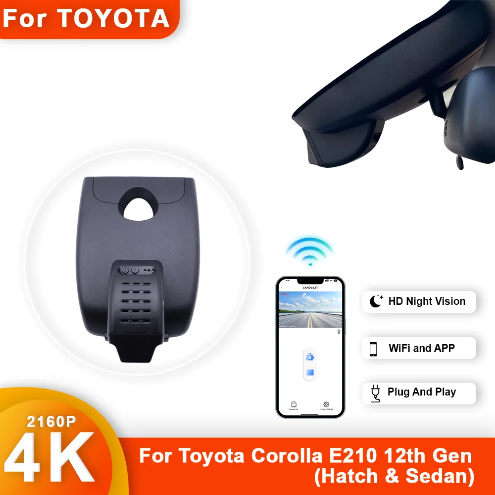 For Toyota Corolla Altis E210 12th Gen 4K HD Dash Cam for Car Camera Recorder Dashcam WIFI Car Dvr Recording Devices Accessories