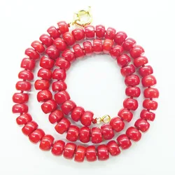 5X8MM 3A red coral necklace. Classic, beautiful bride wedding necklace 18