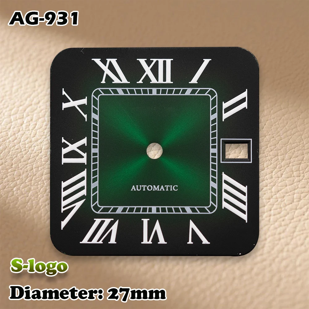Sロゴ NH35 ムーブメント改造 - 27mm Sロゴ ローマ数字スクエアダイヤル（3時位置リューズ） |   プロ仕様の時計改造アクセサリー