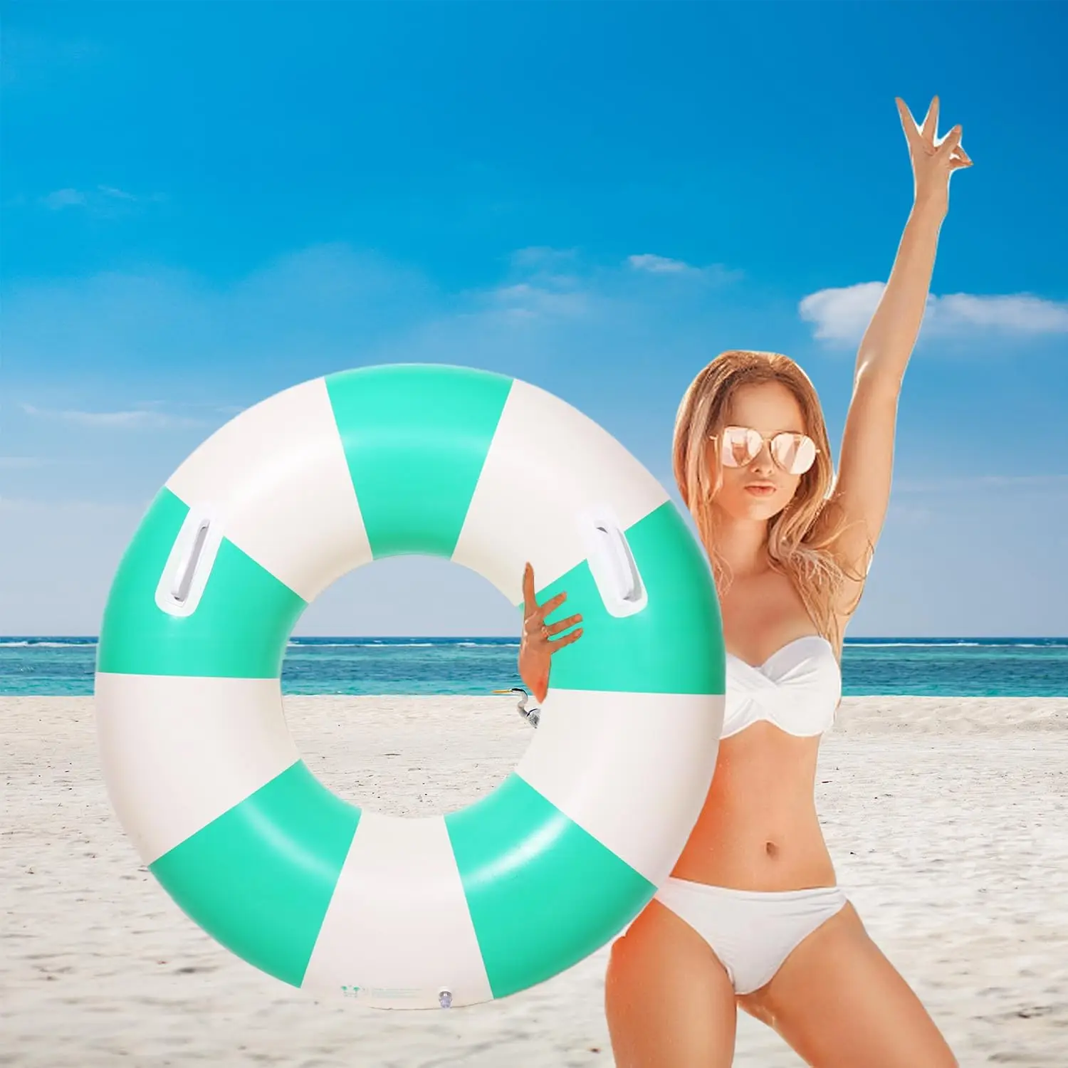 2PCS Large Swimming Pool Tubes Inflatable Pool Floats for Adult Swim Ring Floaties Inflatable Swimming Pool Raft Summer Beach Lo