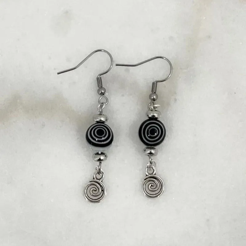 grunge swirl dangle drop earrings gorgeous y2k Handmade