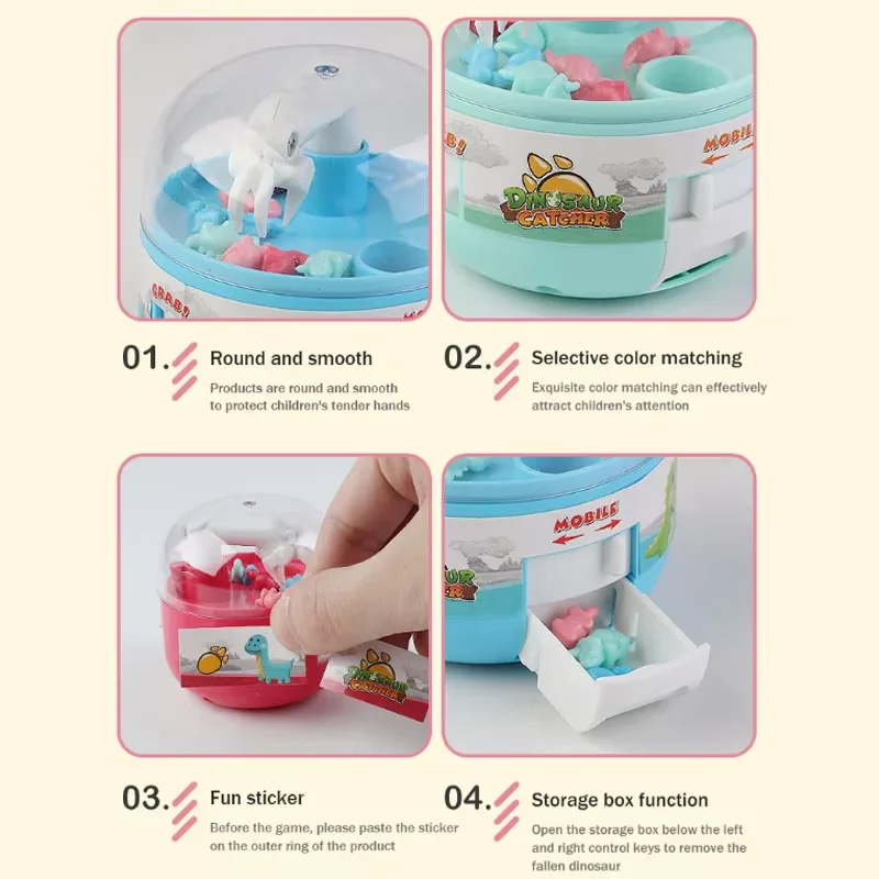 Gashapon Toys Doll Mini Dinosaur Machine Kids Operated Play Game Mini Claw Catch Toy Crane Doll Machines Children Birthday Gifts