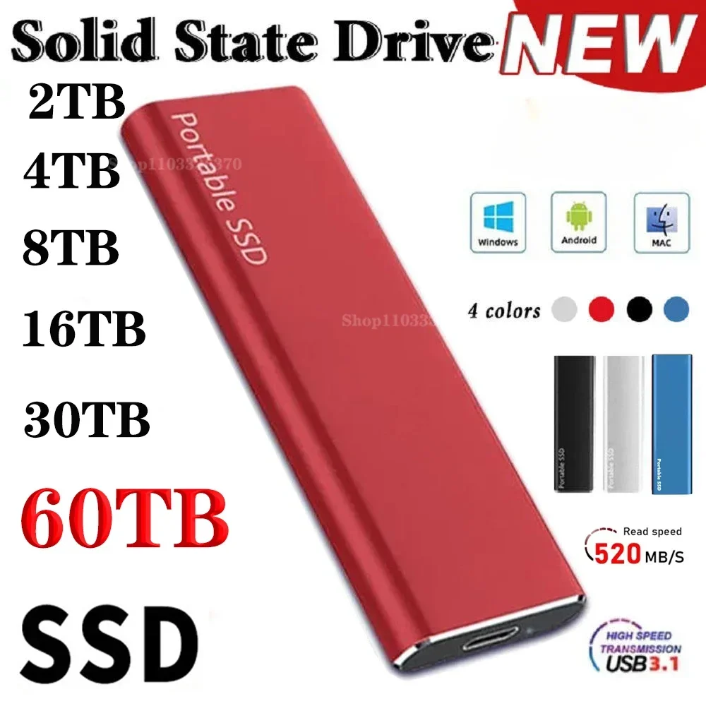 Harici sabit Disk 4TB taşınabilir SSD 1TB katı hal sürücü USB3.1 tip-c arayüzü depolama için yüksek hızlı sabit Disk dizüstü/Mac