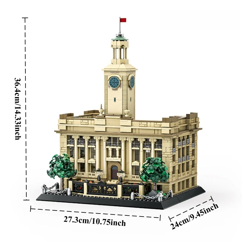 1458 pièces Hubei Wuhan Jianghan maison de douane Architecture de bâtiment historique modèle ensemble de briques-affichage de bureau de collectionneur