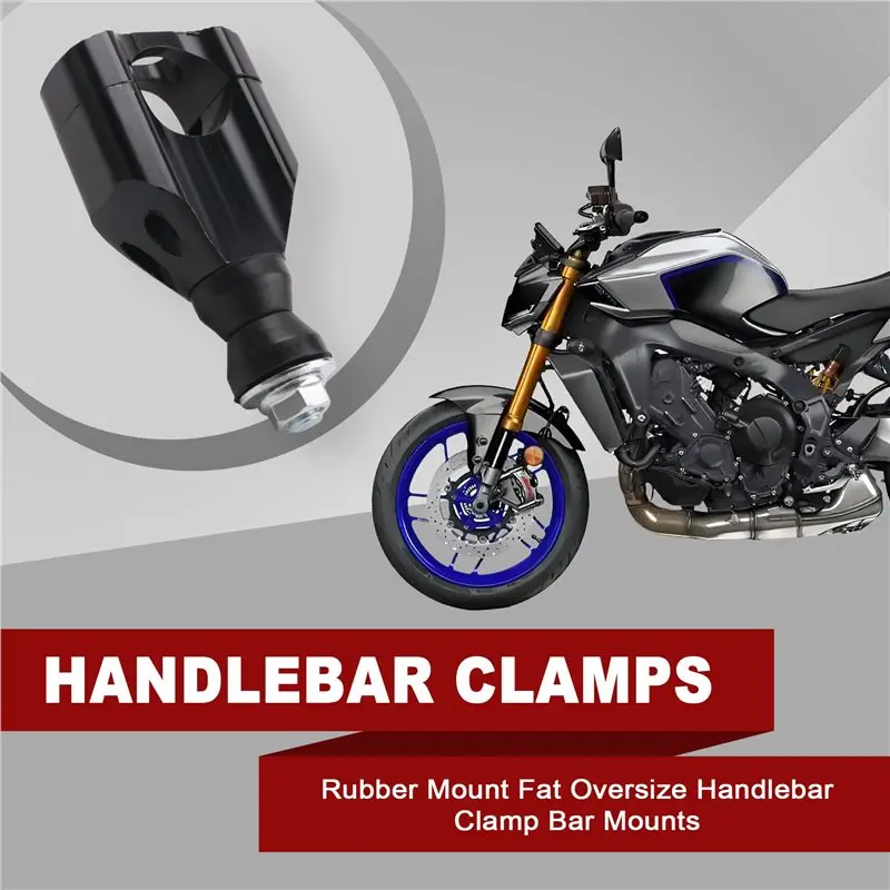 AB59-Handlebar Mount Clamps 11/8 Inch 28Mm 2PCS CNC Aluminium Riser Black For Motorcycle