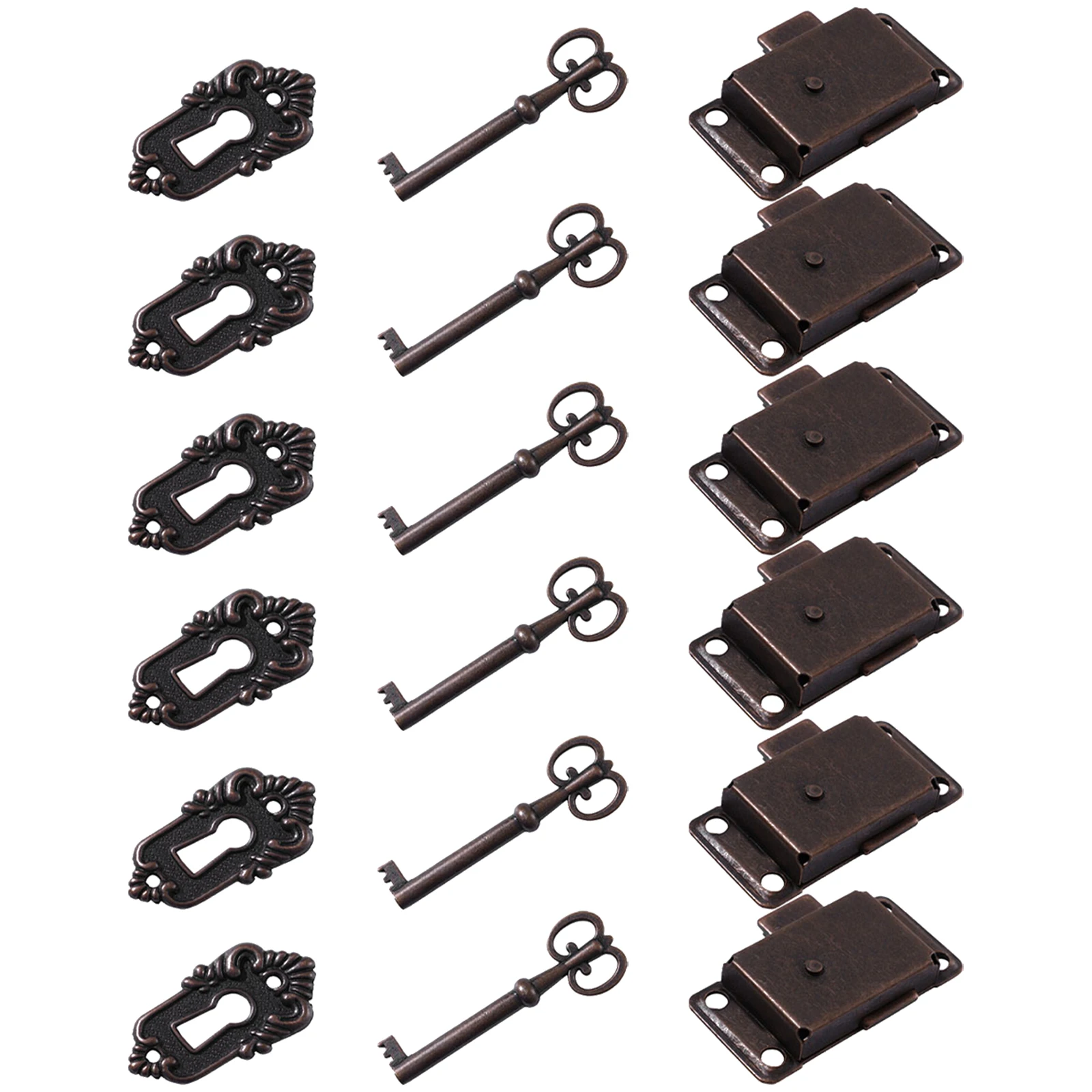 

6 set Furniture 6 Sets Metal For Jewelry Boxes Vintage Wooden Cases Cabinet Latches Cupboard Locks Buckle Decorative