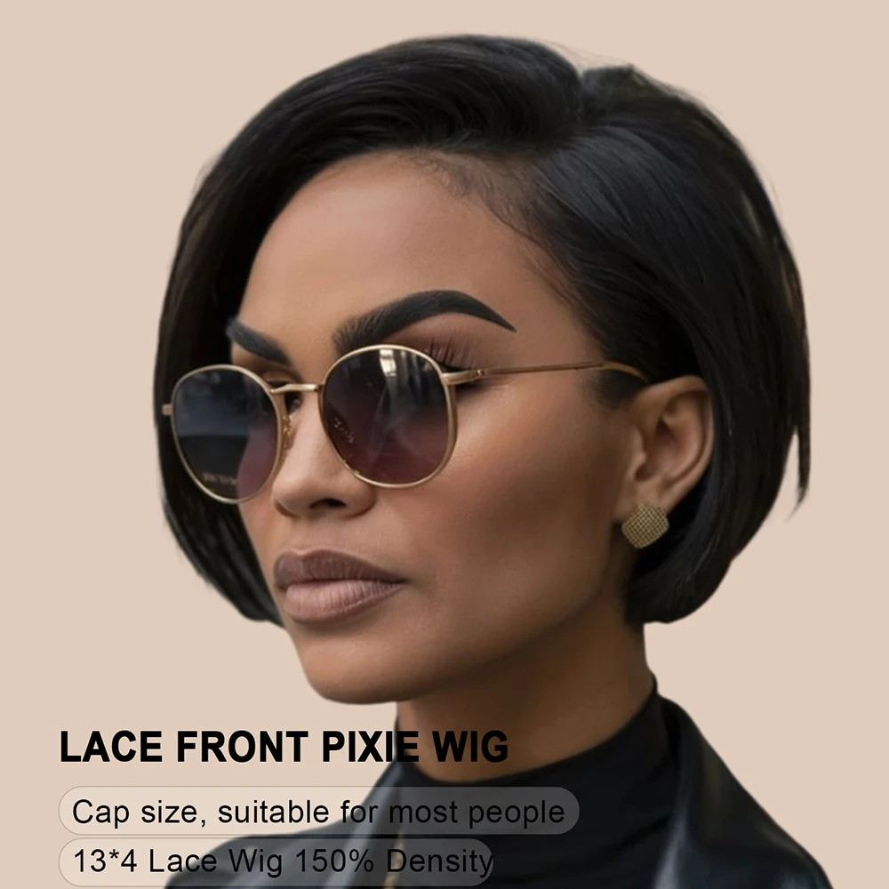 

13x4 Pixie Cut Wig Lace Front Human Hair Wigs PrePlucked Brazilian Hair Transparent Short Bob Wigs Straight Pixie Cut Bob Wig
