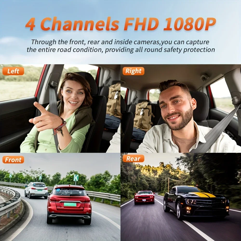 4채널 GPS 블랙박스 차량용 카메라 WiFi 야간촬영 DVR 360 ° 전면 왼쪽 오른쪽 후면 루프 녹화 24시간 주차 모니터 상세 이미지