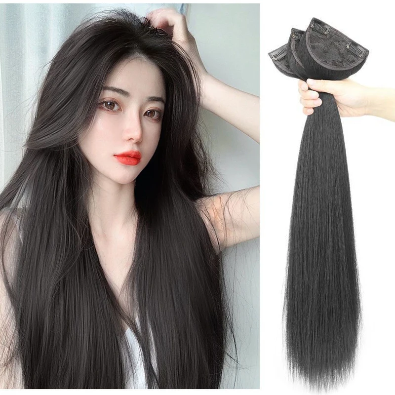 60CM Women's Long Hair Three-piece Straight Hair Extensions Synthetic Hair Extensions