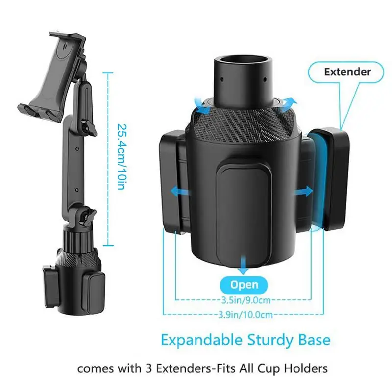 Car Tablet Cup Holder 360 Adjustable Phone Holder Mobile Stand 270 Tilt Bar Triangular Base Phone Holder Pad Holder For Auto