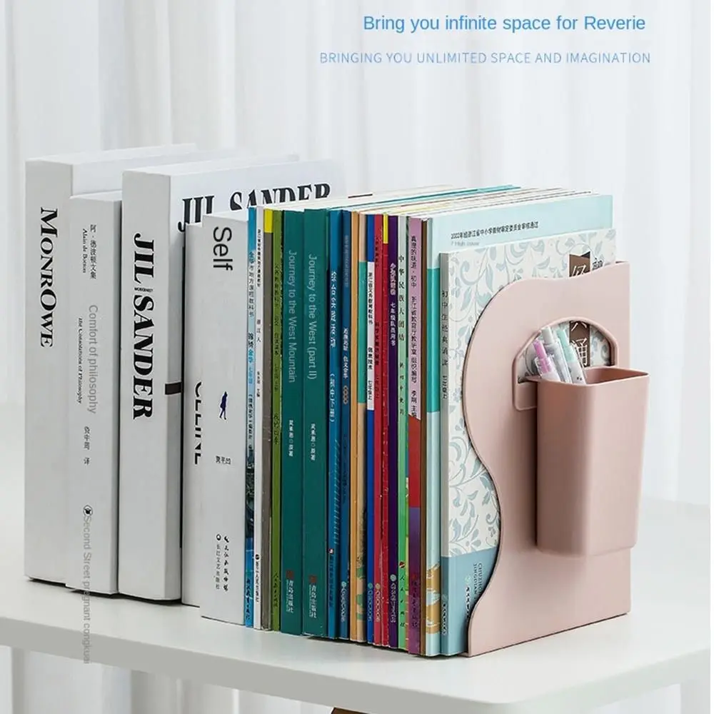 

with Pen Holder Retractable Bookends Fixed Book Clip Save Space Adjustable Bookshelf Simple Foldable Divider Book Stand