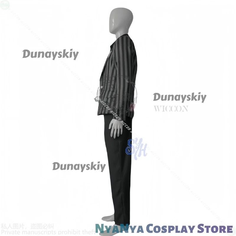 ชุดคอสเพลย์ Vergilius จากอนิเมะเกม Limbus Company สีดำเทาลายทางสไตล์โกธิค ชุดยูนิฟอร์มสุดเท่ ชุดแฟนซีสำหรับงานปาร์ตี้ฮาโลวีน