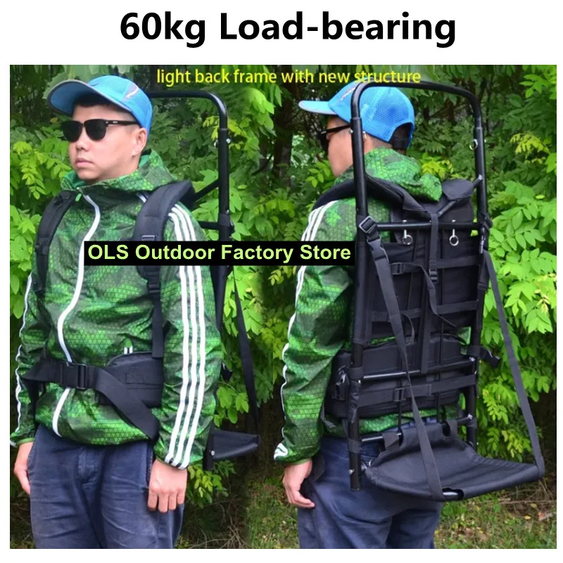 Heavy Carrying Backpack Frame Portable Foldable Outdoor Hiking Camping Hunting Carrier Bag Frame Aluminum Alloy 60kg Loading