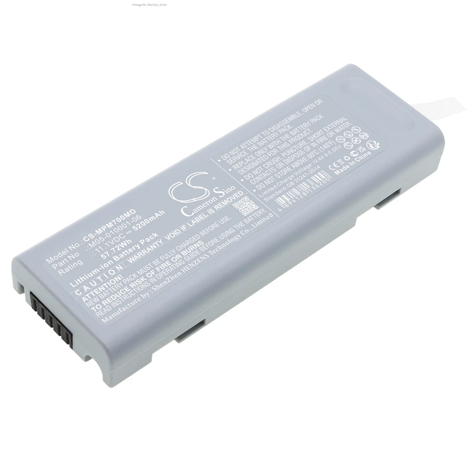 Batería Médica 11.1V 5200mAh/6800mAh para Mindray PM7000, DPM3-5, VS-800, PM-8000/9000, iPM9800