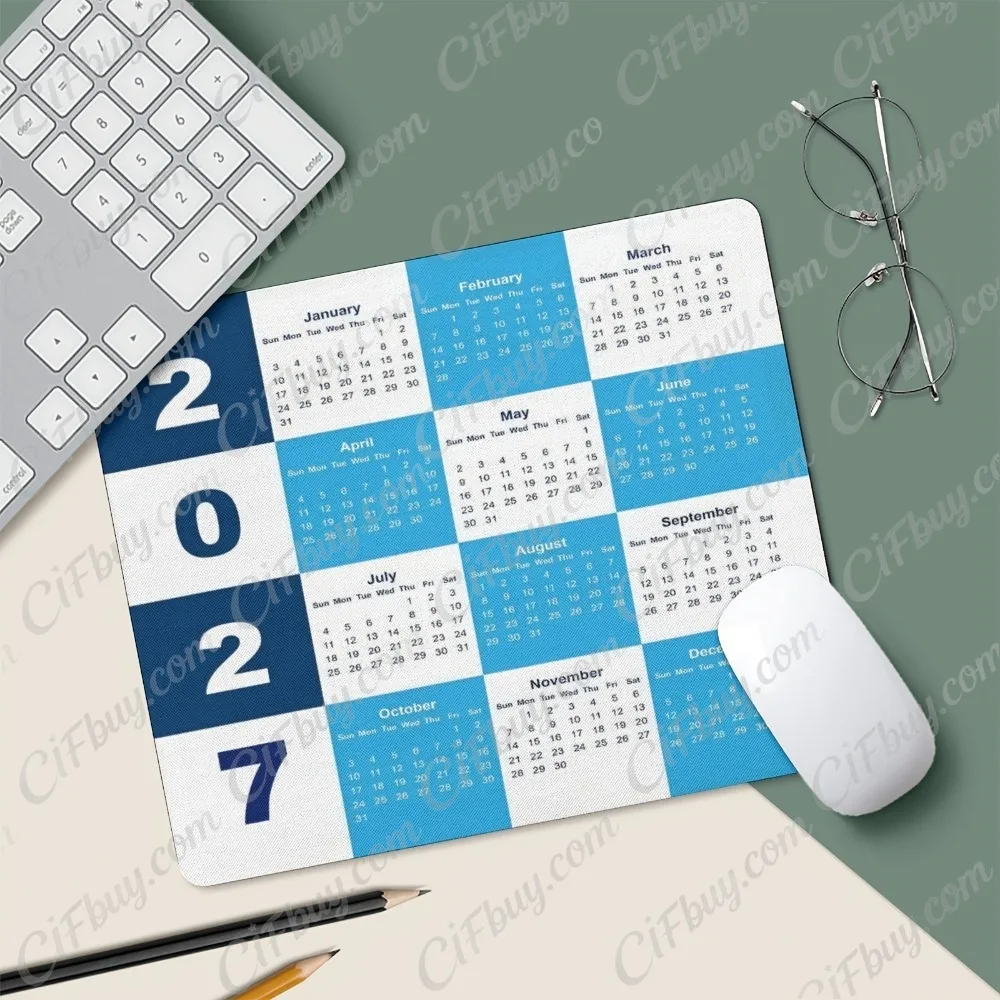 CIFbuy Mouse Pad Smooth Gaming Surface Fast Tracking Anti Slip Rubber Base Durable Desk Mat for PC Office Gamer 2027 Calendar