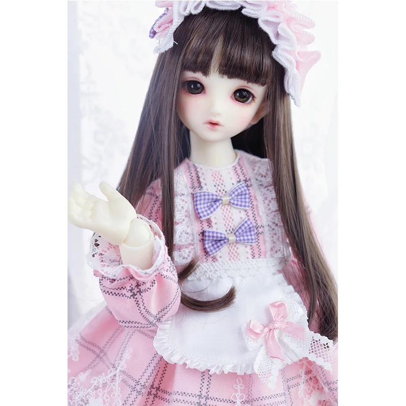 Bjd ملابس دمى مجموعة ل 1/4 1/6 blyth حجم bjd فستان لفتاة لطيف الوردي منقوشة فستان إكسسوارات دمي (ثلاث نقاط)