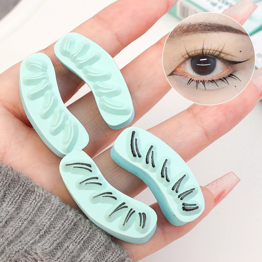 Lower Eyelash Stamps Set Waterproof Natural No Smudging Lazy DIY Lower Eyelashes Template Seal for Beginner Easy Cosmetics Tools