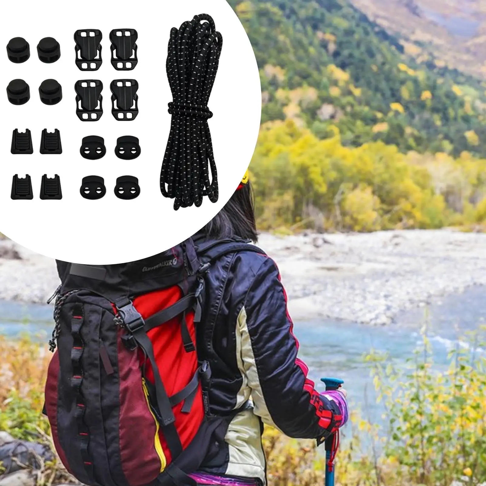 Elastic Cord Cord Locks Hiking Daypack Strap Buckle Stretch String for Backpack Bags