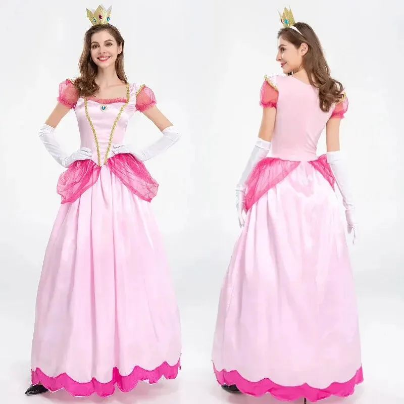 

New Princess Dress Palace Party Queen Skirt Pink Peach Blossom Clothes Anime Halloween Costumes for Women