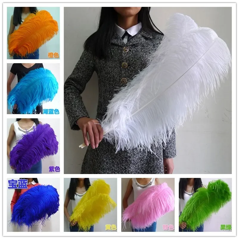 Beautiful Big Pole White Ostrich Feathers 60-65cm/24-26inches Wedding Jewelry Diy Christmas Feathers for Crafts Carnival Plumes