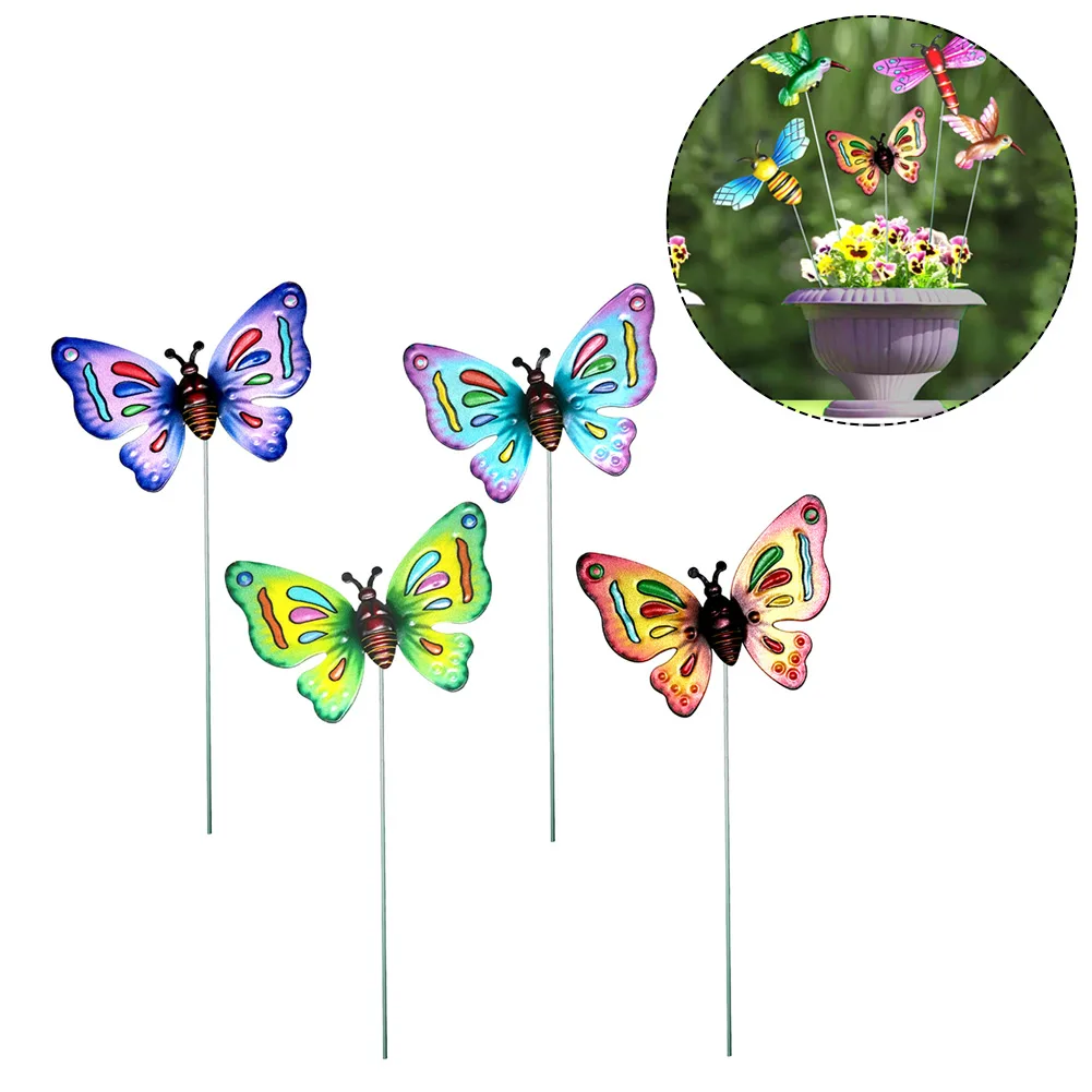 Brand New 4PCS Yard Garden Indoor And Outdoor Butterflies Stakes Butterflies Stakes Handicraft Hangings Home Décor