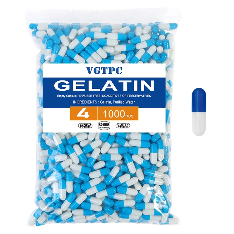 100Pcs Standard Size 4# Empty Capsules Gelatin Clear Hollow Hard 00# Transparent Seperated Joined Capsules