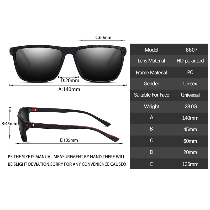 Fashion High Quality Brand New Polarized UV400 Sunglasses Men Women‘s Square Matte Frame Glasses