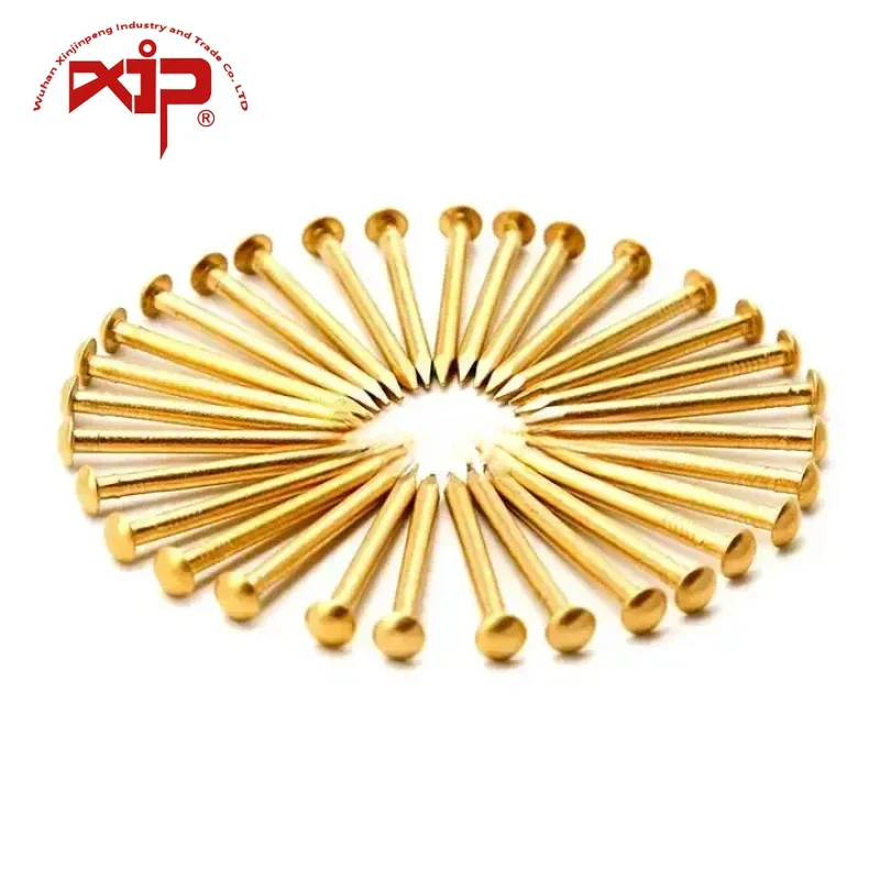 Cooper Nails Pure Copper Brass Small Mini Round Head Pure Brass Upholstery Nail for Furniture Hinge Drum Jewelry Chest Box