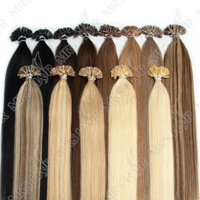 Estensioni dei capelli Fusion con punta a U Estensioni dei capelli umani reali naturali biondi Capsule per capelli alla cheratina da 1,5 cm 50 pezzi 30 g 40 g 50 g 12-24 pollici