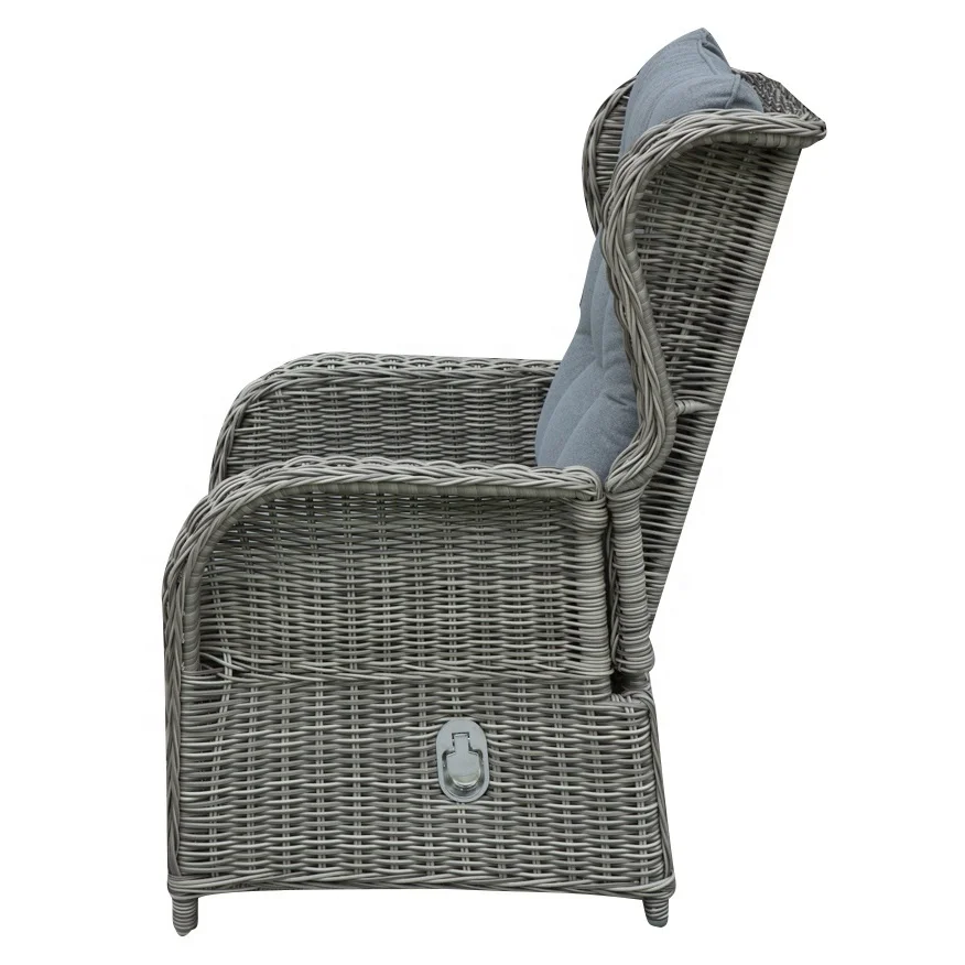 Modern Half Round Rattan Recliner Chair Outdoor Furniture with Cushion for Patio Courtyard Park Use