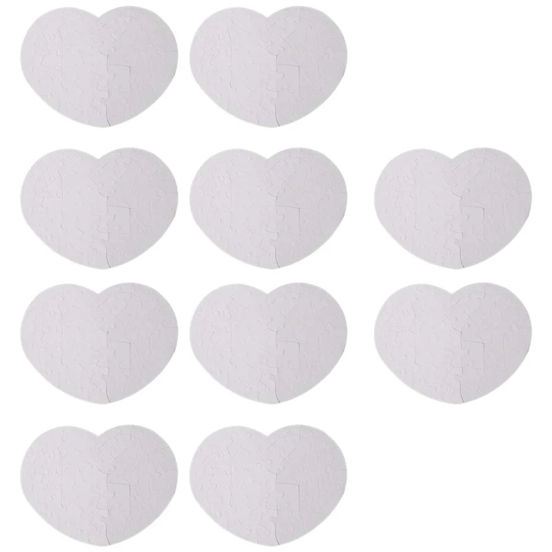 

10Pcs/Lot DIY Blank Sublimation Heart Shaped Paper Picture Puzzle Heat Press Transfer Crafts Puzzle Household Products