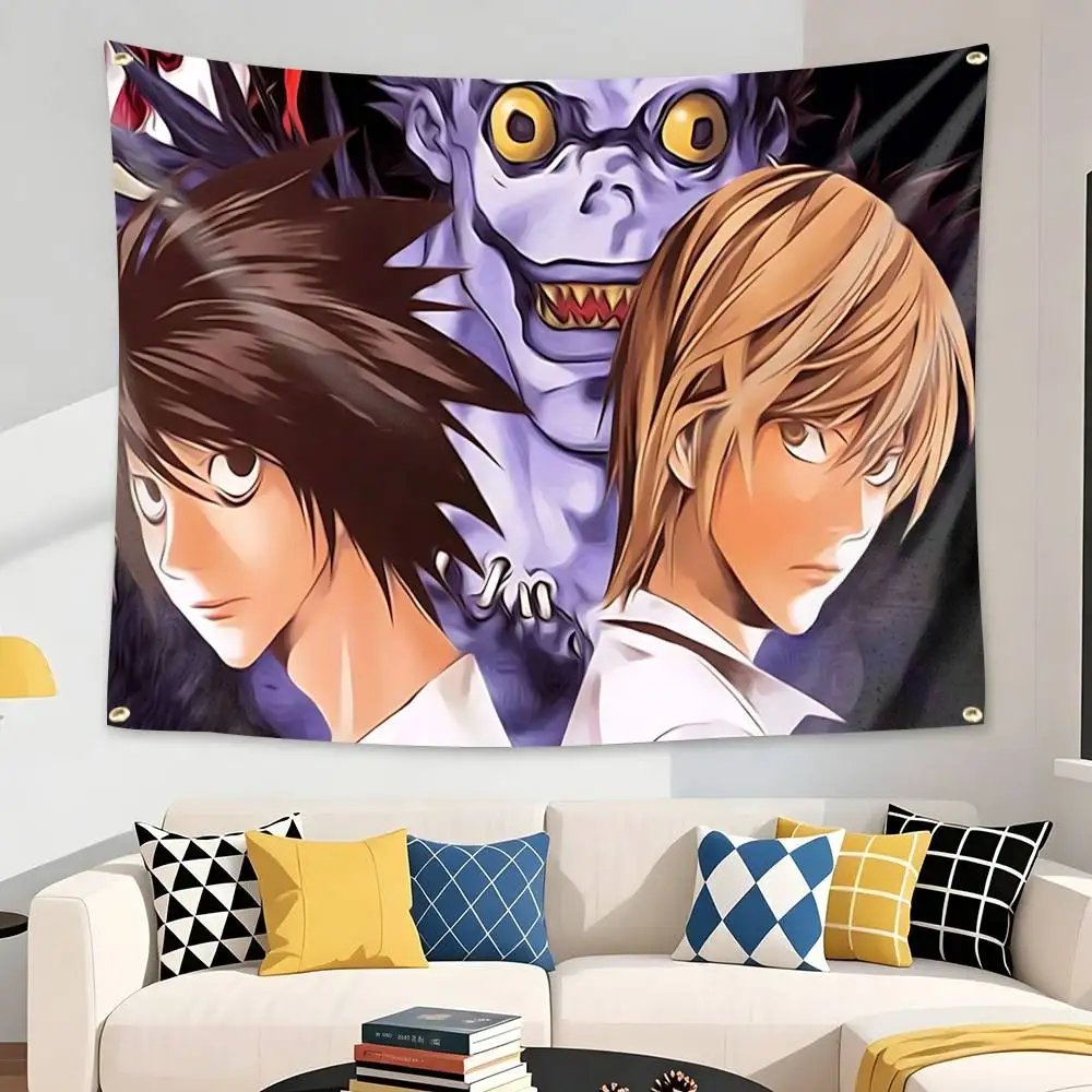 Kira-L NEW design D-Death Note Flag Tapestry Banner for Bedroom Living Room Outdoor Camping Custom Supported