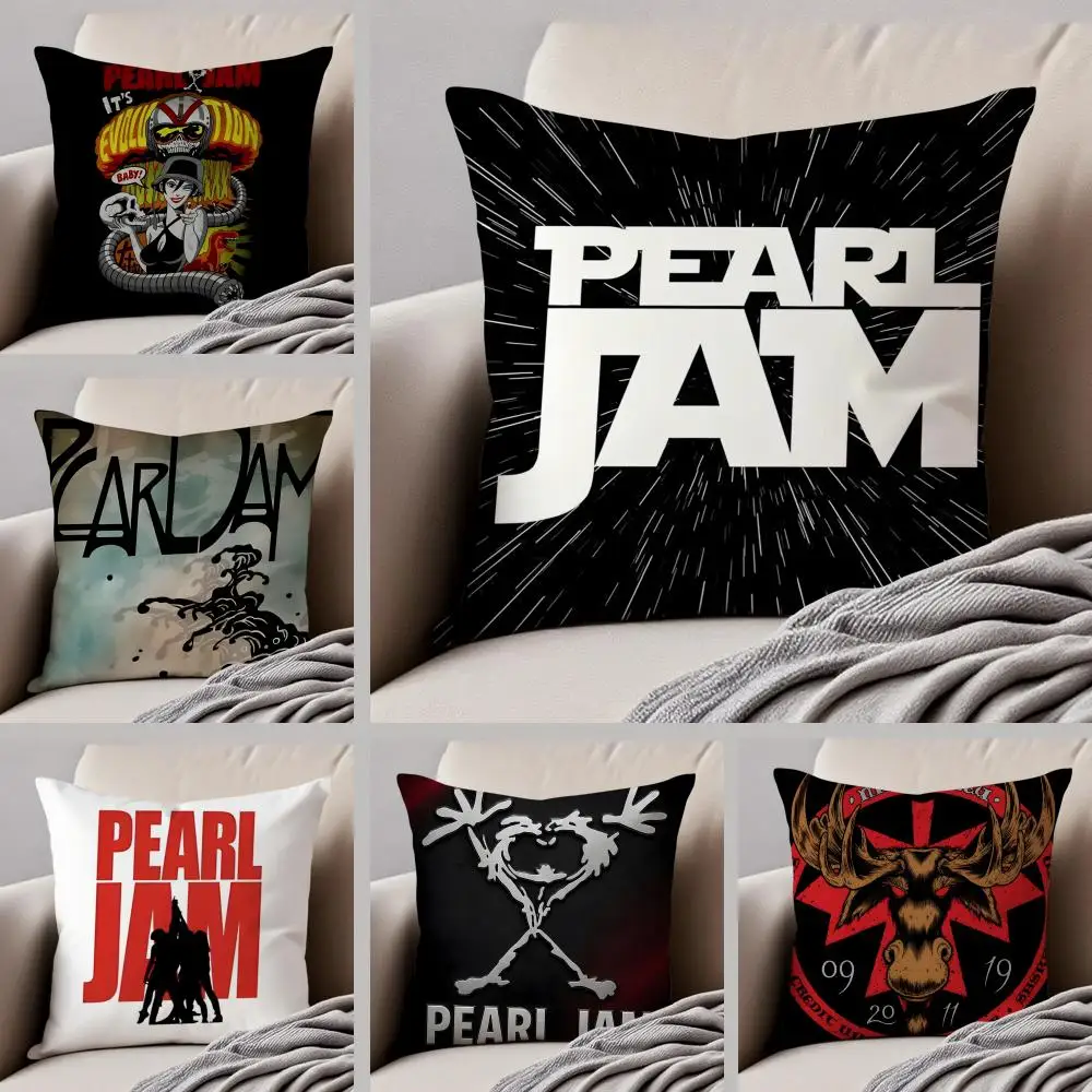 Funda de cojín con diseño de banda grunge P-Pearl J-Jam, funda de almohada con botón oculto, cojín de poliéster duradero para silla