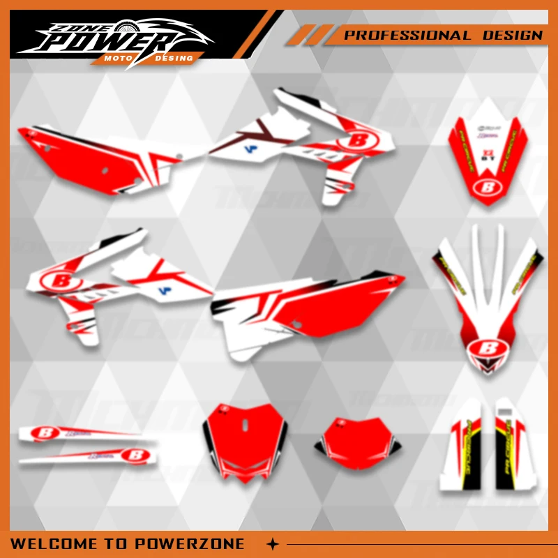 Powerzone Full Graphics Decals Stickers Motorcycle Background Custom Number for BETA RR 250 300 350 390 430 480 2013 2014-2017