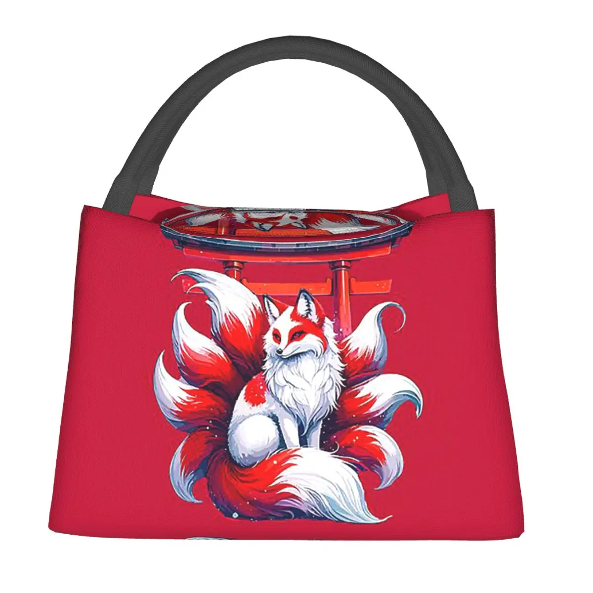 Nine Tails Fox Kitsune Torii Lunch Bags Insulated Bento Box Lunch Tote Picnic Bags Cooler Thermal Bag for Woman Girl School